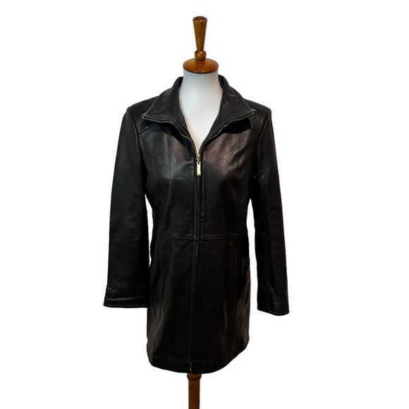 Ellen Tracy Leather Jacket Black Size Small Petite - Picture 1 of 4